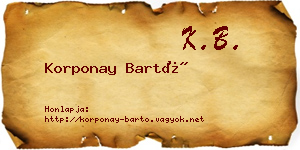 Korponay Bartó névjegykártya